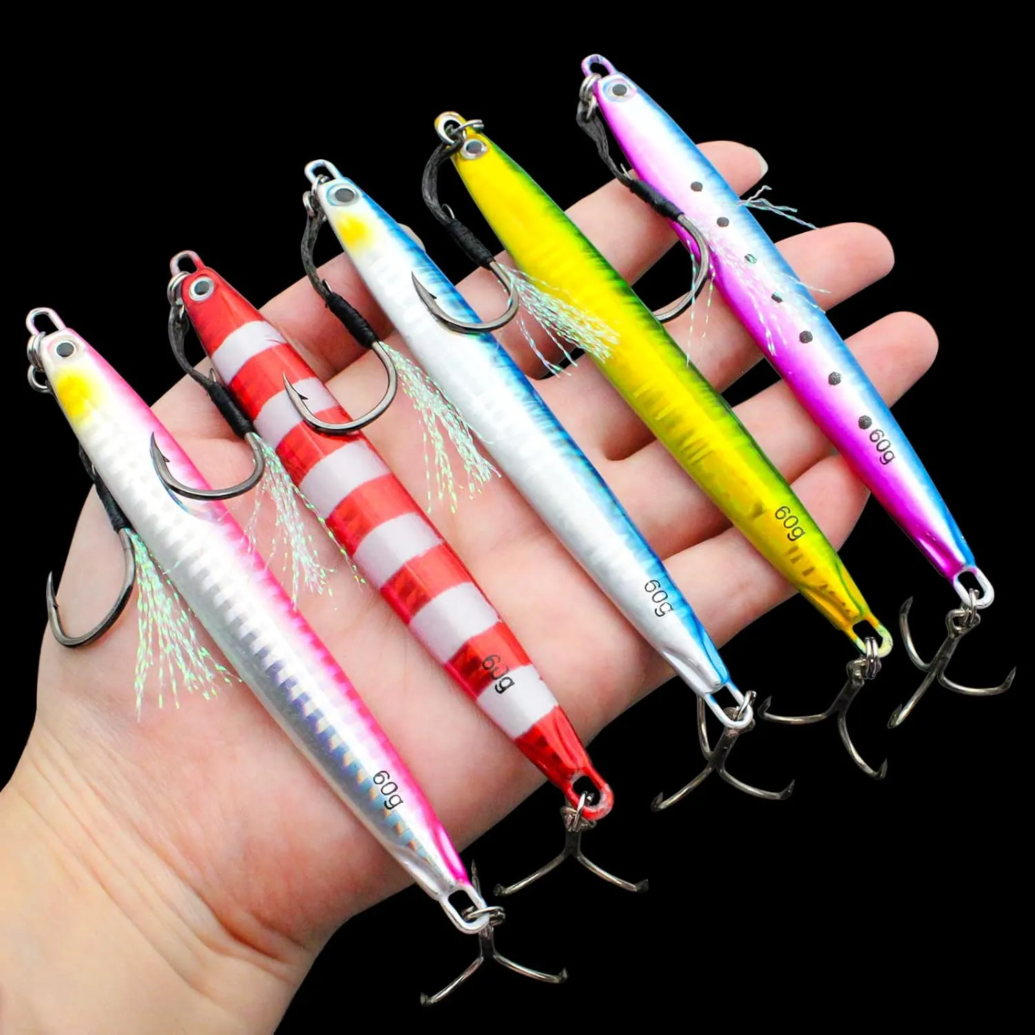 Fishing Jigs Vertical Saltwater Jigs Vertical Jigging Spoon Fishing Tuna Lures Boat Fishing Artificial Lures for Tuna, Grouper, Dogtooth, Snapper, Bass, Salmon/60g, 80g,120g