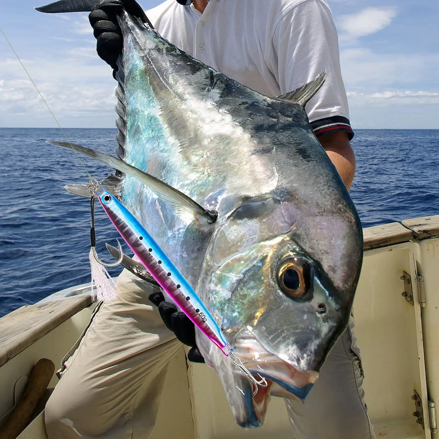 Fishing Jigs Vertical Saltwater Jigs Vertical Jigging Spoon Fishing Tuna Lures Boat Fishing Artificial Lures for Tuna, Grouper, Dogtooth, Snapper, Bass, Salmon/60g, 80g,120g