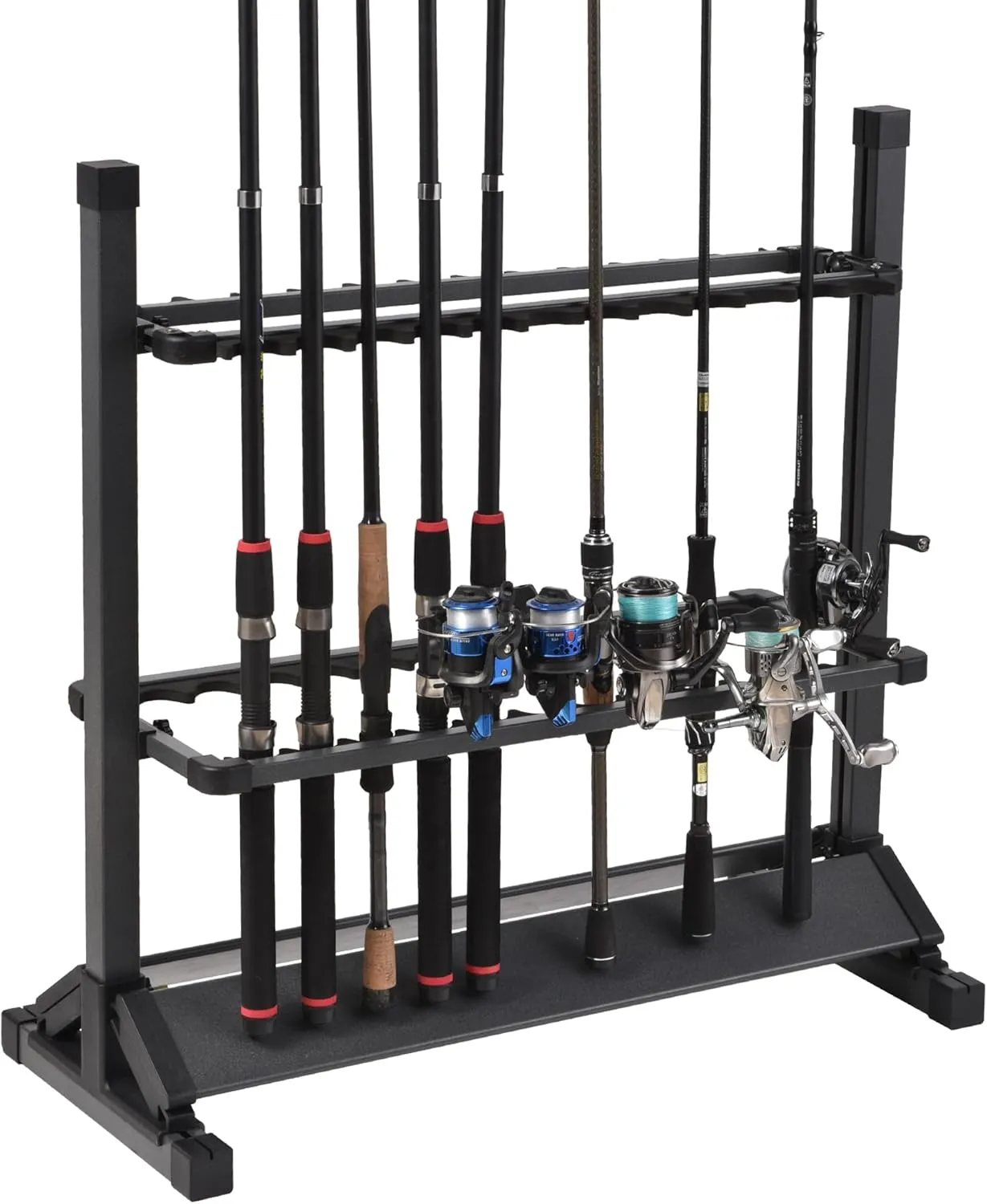 Fishing Rod Holders,Fishing Pole Holders,Fishing Rod Rack,24 Slots to Hold Rods & Reel Combo,Lightweight Aluminum Vertical Fish Pole Garage Storage Ground Display Stand (Gray)