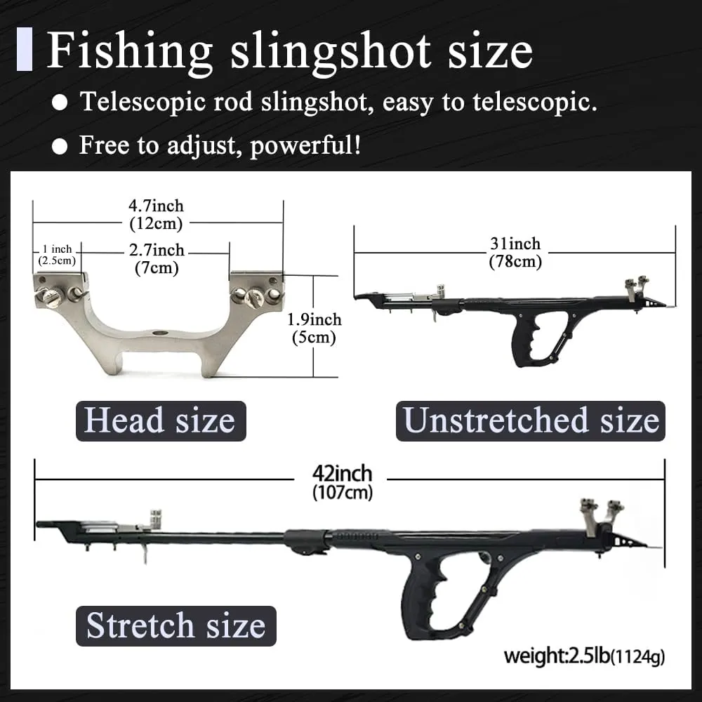Fishing Slingshots for Adults, High Precision Telescopic Rod Slingshots for Hunting, Multifunctional Professional Slingshot Rifle for Hunting Slingshot Catapult with Rubber Bands