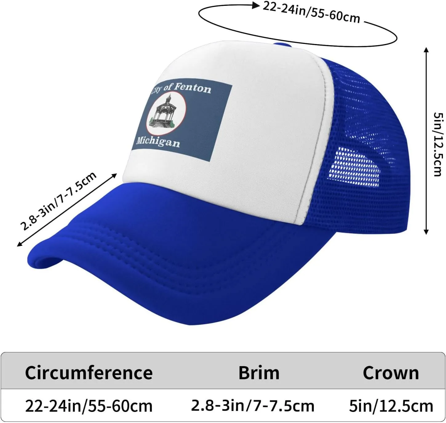 Flag of Fenton, Michigan Baseball Cap for Men Women Adjustable Breathable Mesh Trucker Hat Unisex