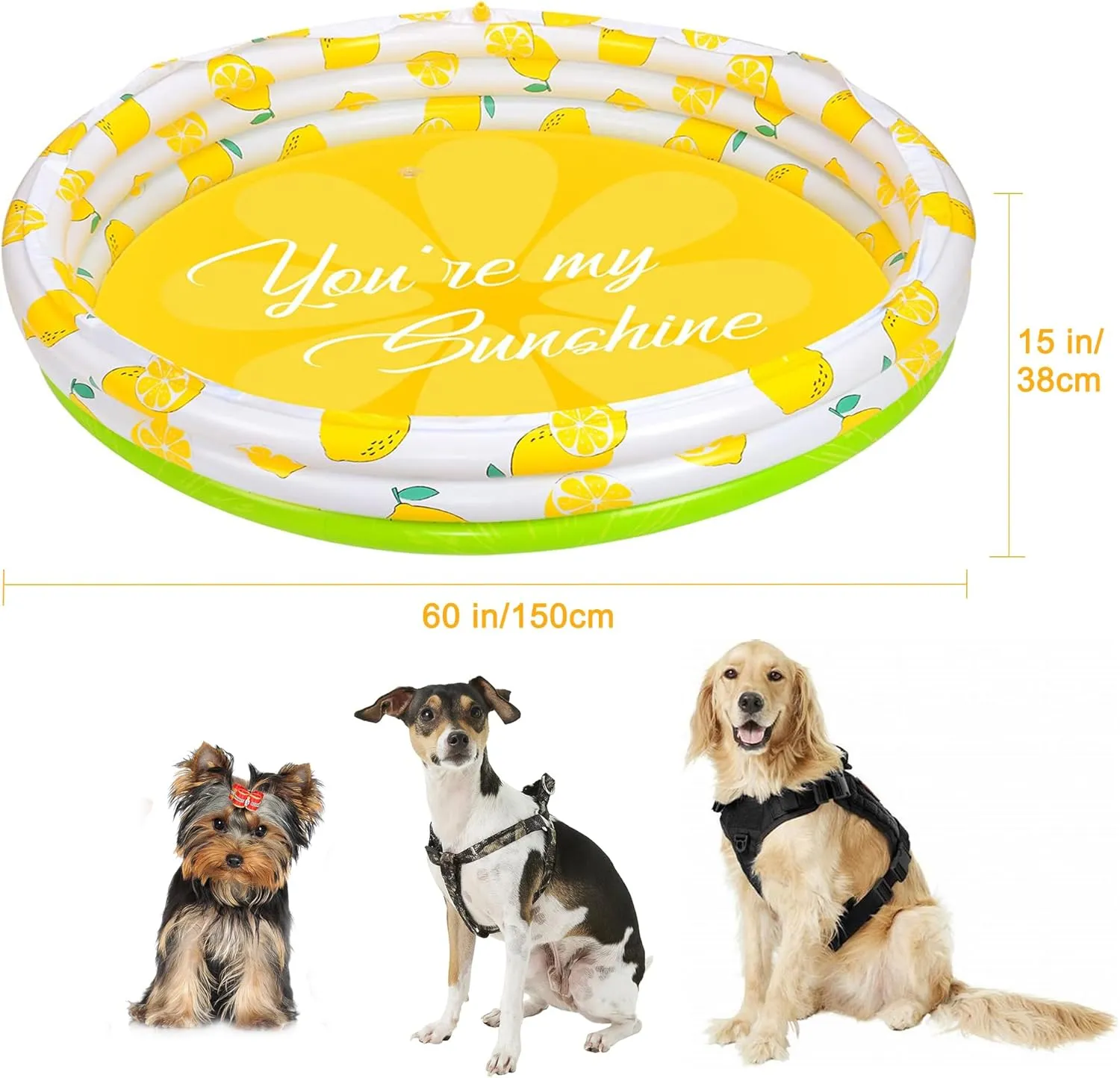 Float Joy Kiddie Pool Inflatable Baby Pool with Sprinkler Kids Pool for Toddler Blow Up Pool 60"x15" Large Splash Pool Outdoor Water Toys Dog Pool