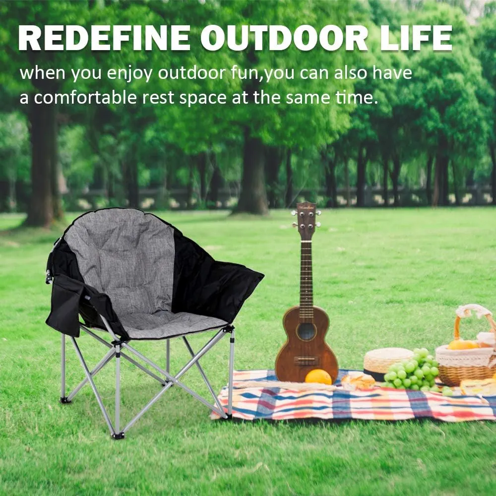 Folding Camping Chair Portable Compact Lightweight Camp Chairs with Side Storage Pocket, Aluminum Outdoor Chair with Carry Bag for Travel, Beach, Picnic, Festival, Hiking (Grey)