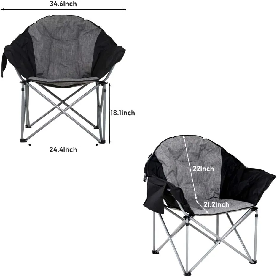 Folding Camping Chair Portable Compact Lightweight Camp Chairs with Side Storage Pocket, Aluminum Outdoor Chair with Carry Bag for Travel, Beach, Picnic, Festival, Hiking (Grey)