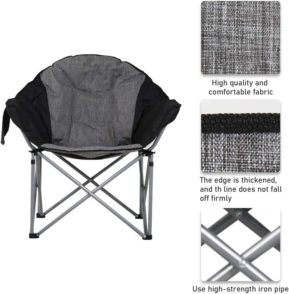 Folding Camping Chair Portable Compact Lightweight Camp Chairs with Side Storage Pocket, Aluminum Outdoor Chair with Carry Bag for Travel, Beach, Picnic, Festival, Hiking (Grey)