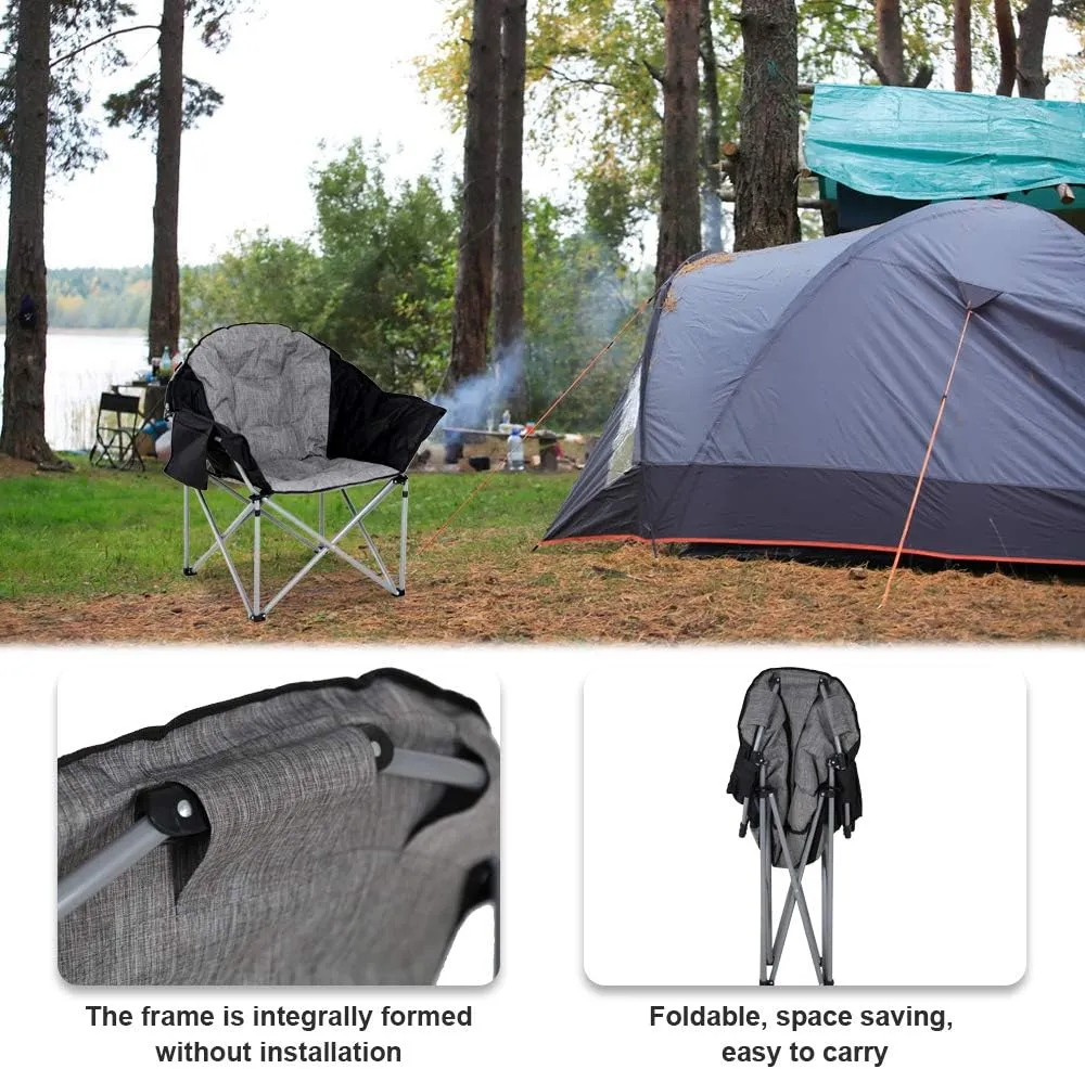 Folding Camping Chair Portable Compact Lightweight Camp Chairs with Side Storage Pocket, Aluminum Outdoor Chair with Carry Bag for Travel, Beach, Picnic, Festival, Hiking (Grey)