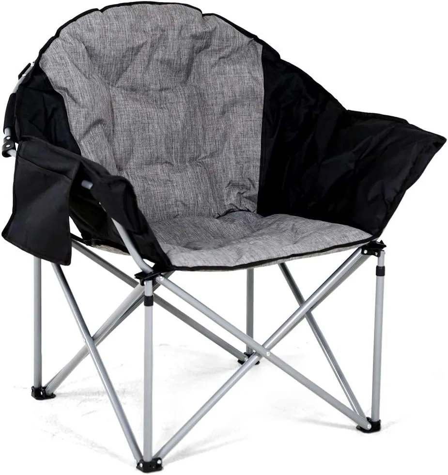 Folding Camping Chair Portable Compact Lightweight Camp Chairs with Side Storage Pocket, Aluminum Outdoor Chair with Carry Bag for Travel, Beach, Picnic, Festival, Hiking (Grey)