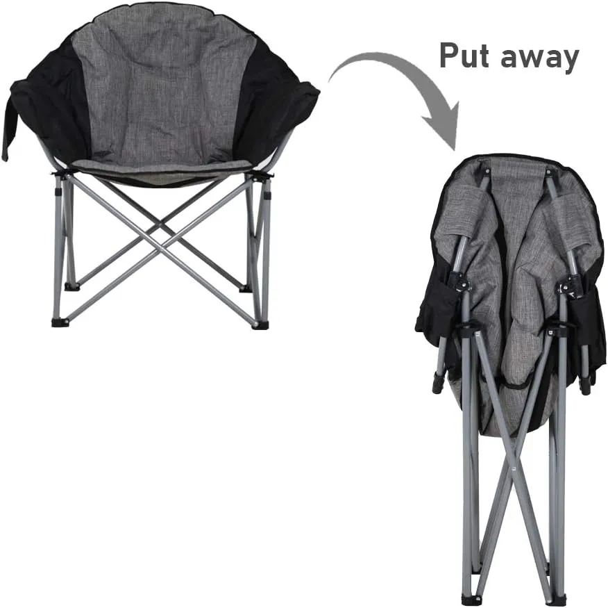 Folding Camping Chair Portable Compact Lightweight Camp Chairs with Side Storage Pocket, Aluminum Outdoor Chair with Carry Bag for Travel, Beach, Picnic, Festival, Hiking (Grey)