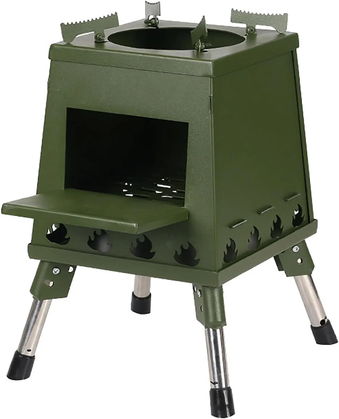 Folding Firewood Stove, Camping Wood Stove with 16 Air Vents and Carry Bag, Adjustable Stove Legs Length and Large Combustion Chamber, Rustproof Material, for Backpacking, Outdoor Cooking