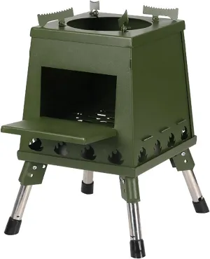 Folding Firewood Stove, Camping Wood Stove with 16 Air Vents and Carry Bag, Adjustable Stove Legs Length and Large Combustion Chamber, Rustproof Material, for Backpacking, Outdoor Cooking
