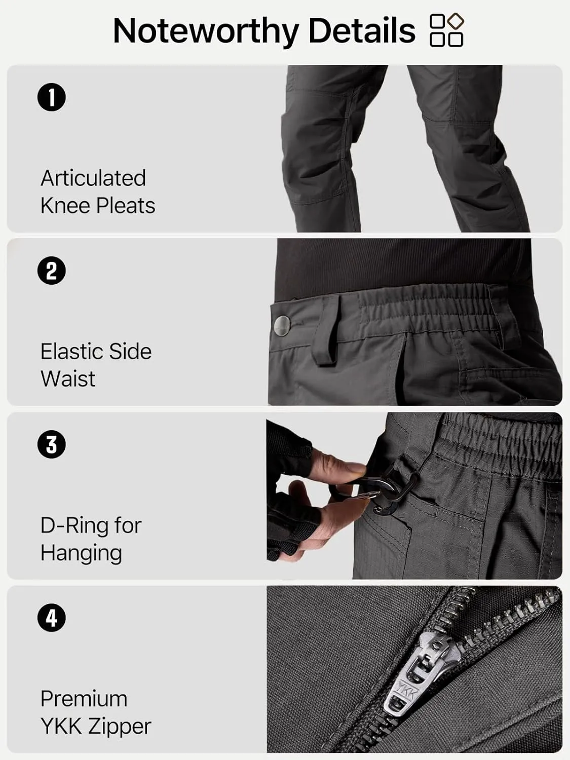 FREE SOLDIER Men's Cargo Pants Water Resistant Ripstop Tactical Pants for Men Work Pants Lightweight Outdoor Hiking Pants Men