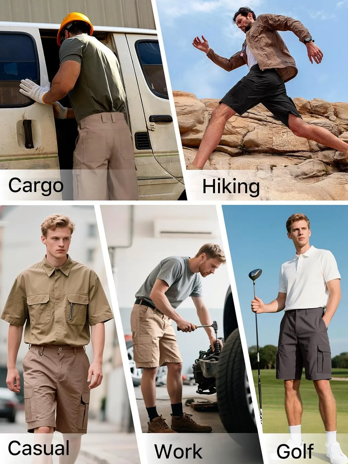 FREE SOLDIER Men's Hiking Cargo Shorts Water Resistant Quick Dry Lightweight Shorts for Hiking Cargo Casual with 8 Pockets
