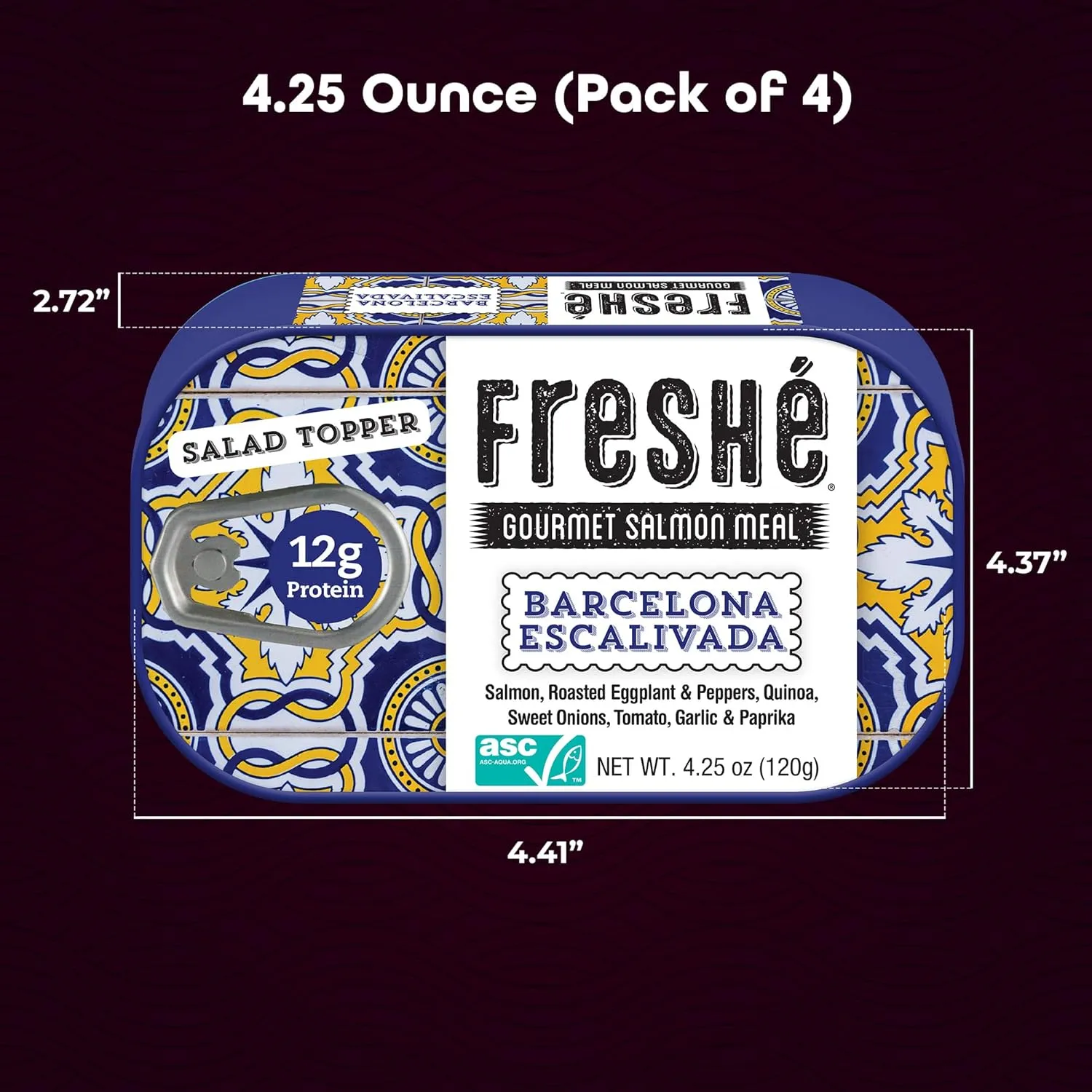 Freshé Canned Salmon Variety Pack (4 Pack) - Mediterranean Style Atlantic Salmon in Olive Oil with Lemon - Sustainably Farmed Tinned Fish (4.25oz Cans)