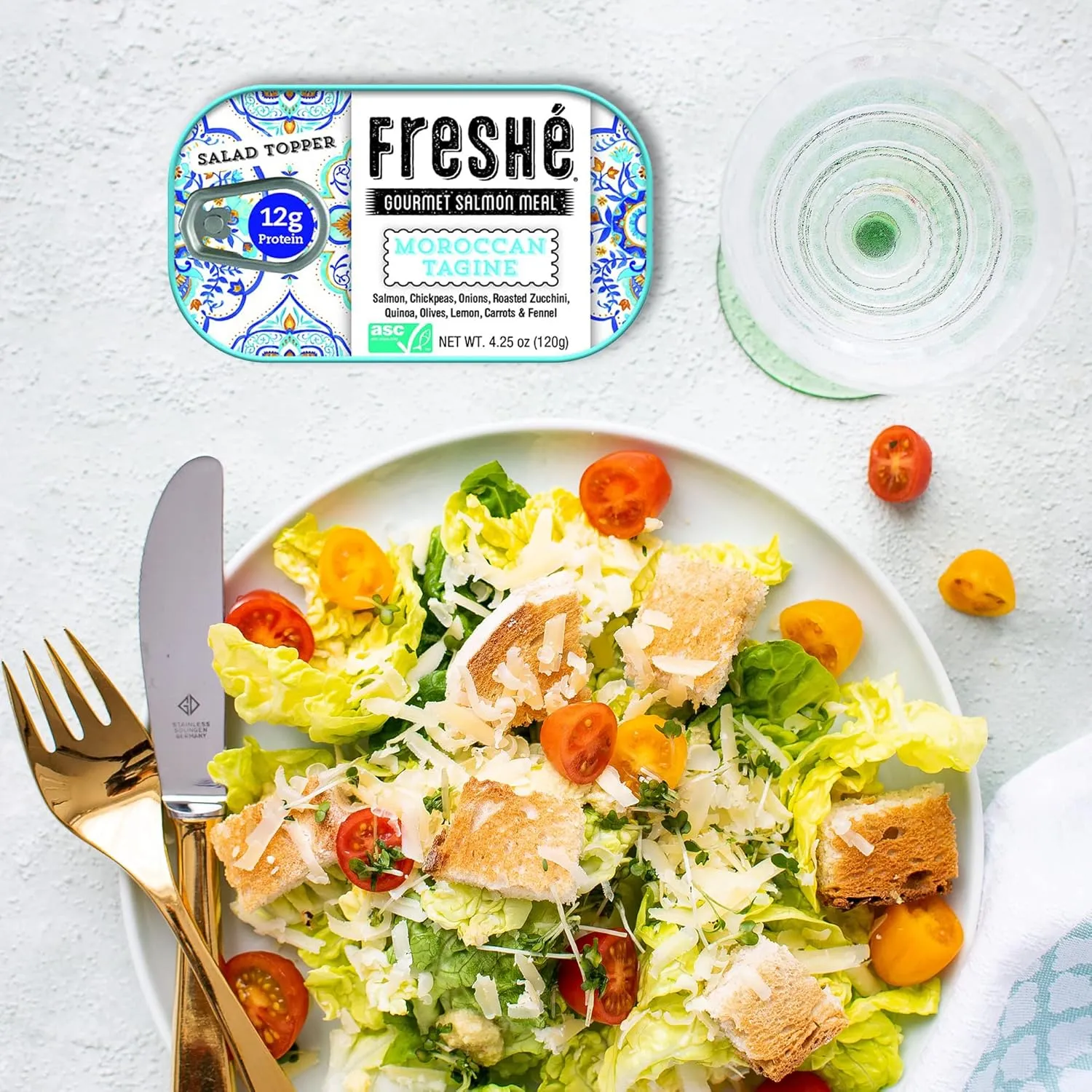 Freshé Canned Salmon Variety Pack (4 Pack) - Mediterranean Style Atlantic Salmon in Olive Oil with Lemon - Sustainably Farmed Tinned Fish (4.25oz Cans)