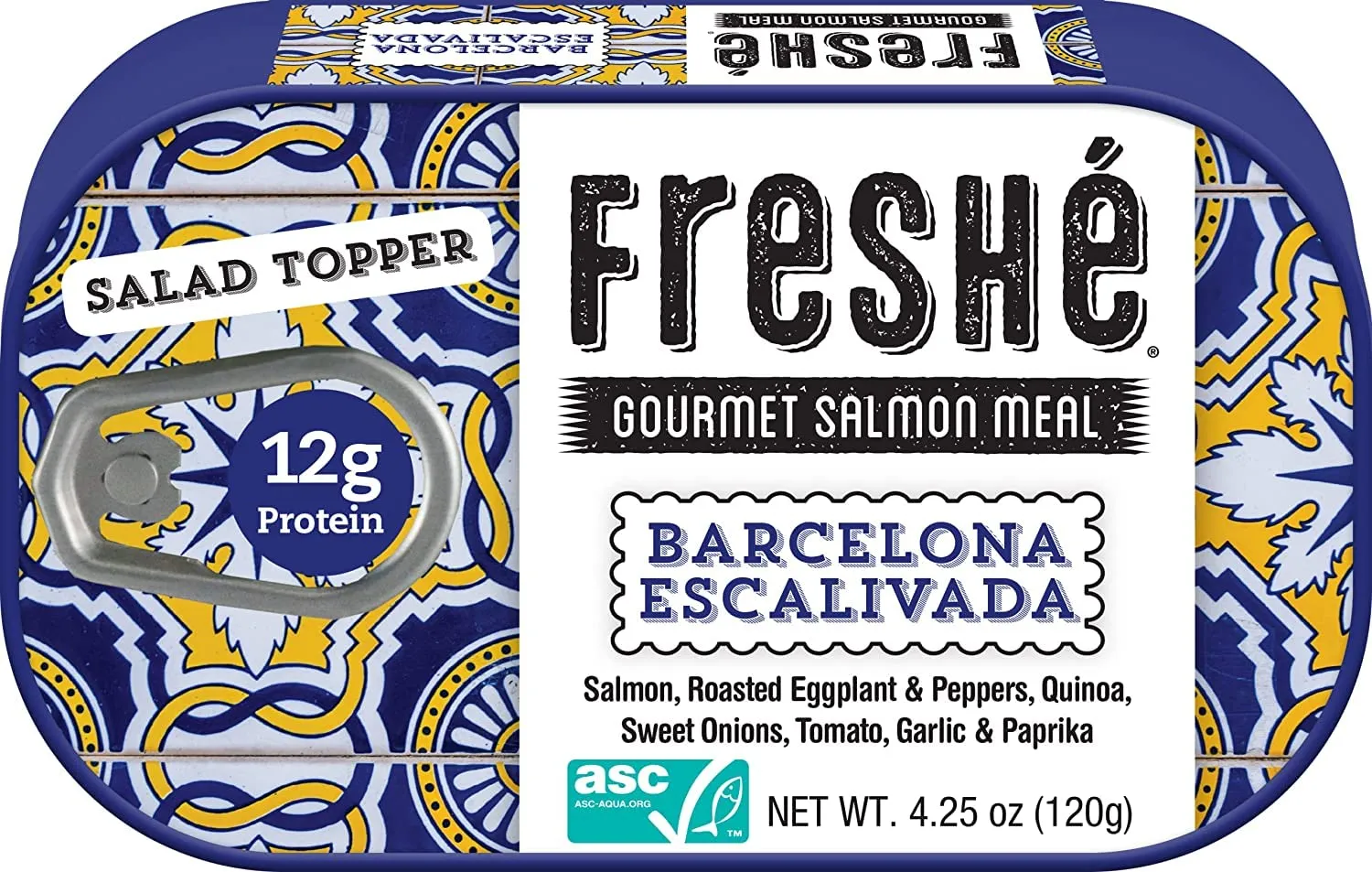 Freshé Canned Salmon Variety Pack (4 Pack) - Mediterranean Style Atlantic Salmon in Olive Oil with Lemon - Sustainably Farmed Tinned Fish (4.25oz Cans)