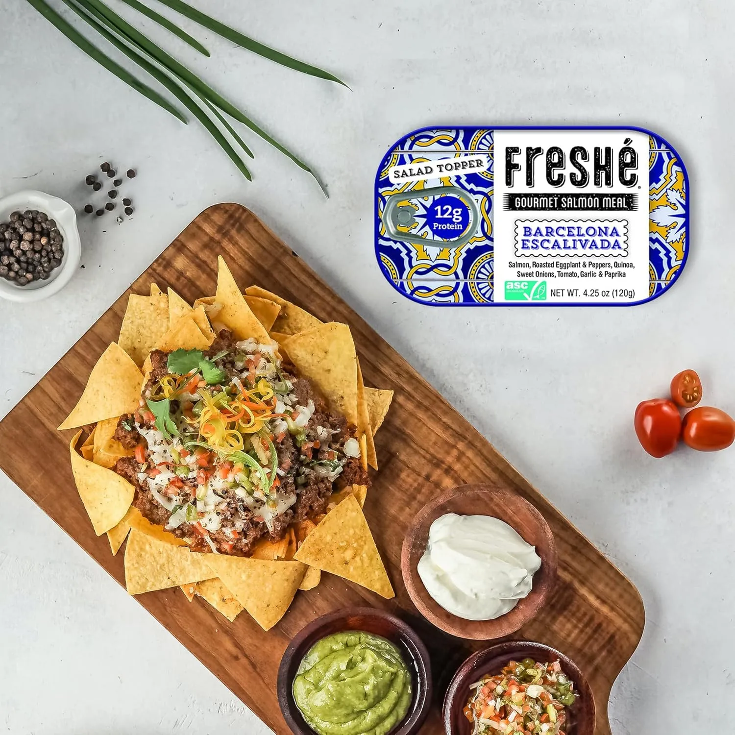 Freshé Canned Salmon Variety Pack (4 Pack) - Mediterranean Style Atlantic Salmon in Olive Oil with Lemon - Sustainably Farmed Tinned Fish (4.25oz Cans)