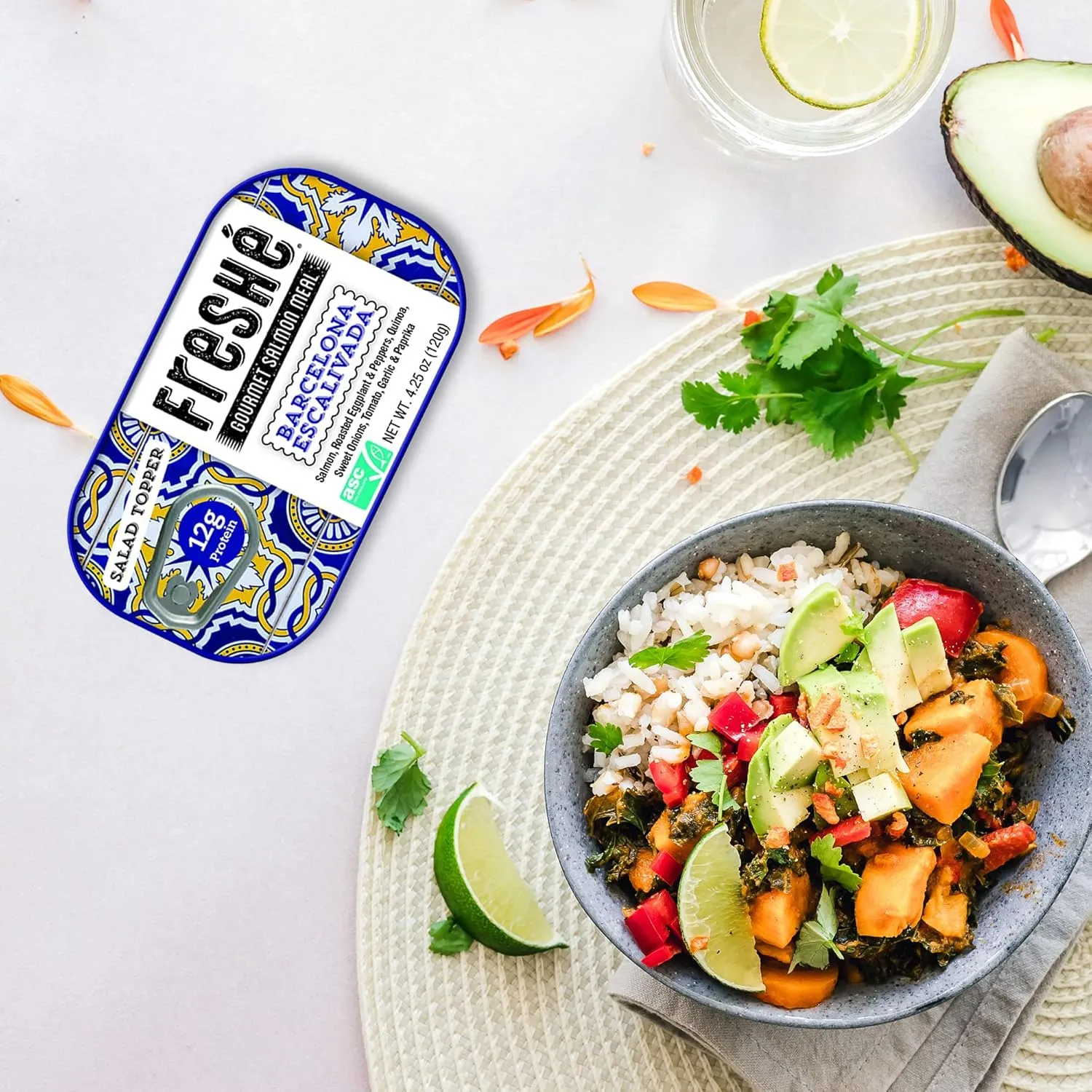 Freshé Canned Salmon Variety Pack (4 Pack) - Mediterranean Style Atlantic Salmon in Olive Oil with Lemon - Sustainably Farmed Tinned Fish (4.25oz Cans)