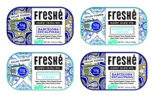 Freshé Canned Salmon Variety Pack (4 Pack) - Mediterranean Style Atlantic Salmon in Olive Oil with Lemon - Sustainably Farmed Tinned Fish (4.25oz Cans)