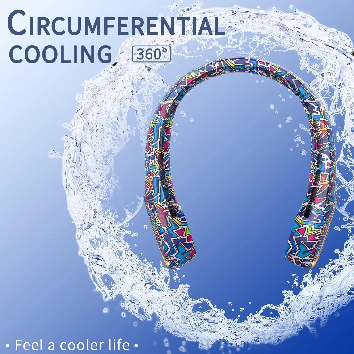 FrSara Bladeless Neck Fans Portable Rechargable, Adjustable, 360° Cooling, Super Quiet, No Blade Fan Design, No Hair Twisting, Even Air Volume On Both Sides, Non-Slip, Short Charging, Long Use Time