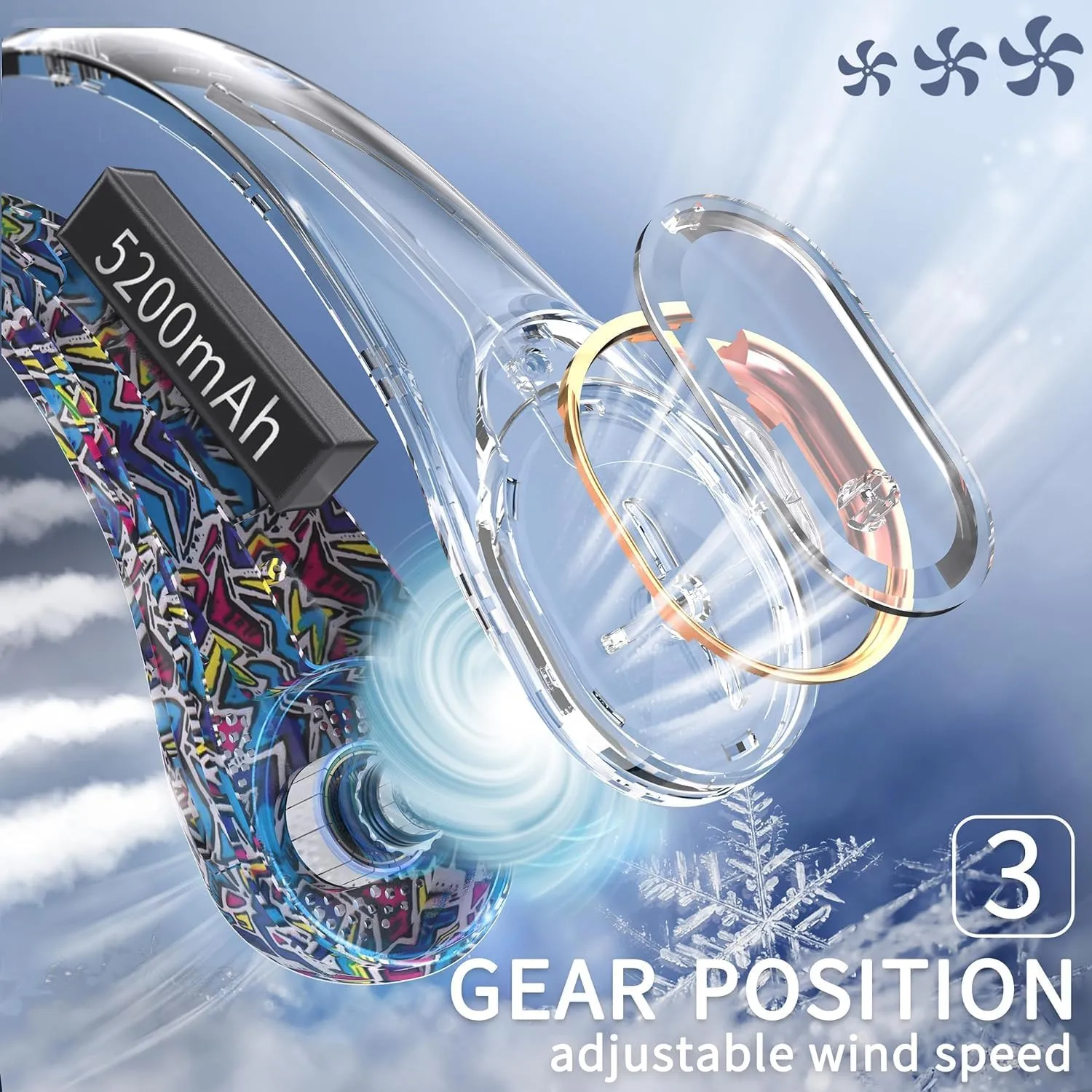 FrSara Bladeless Neck Fans Portable Rechargable, Adjustable, 360° Cooling, Super Quiet, No Blade Fan Design, No Hair Twisting, Even Air Volume On Both Sides, Non-Slip, Short Charging, Long Use Time