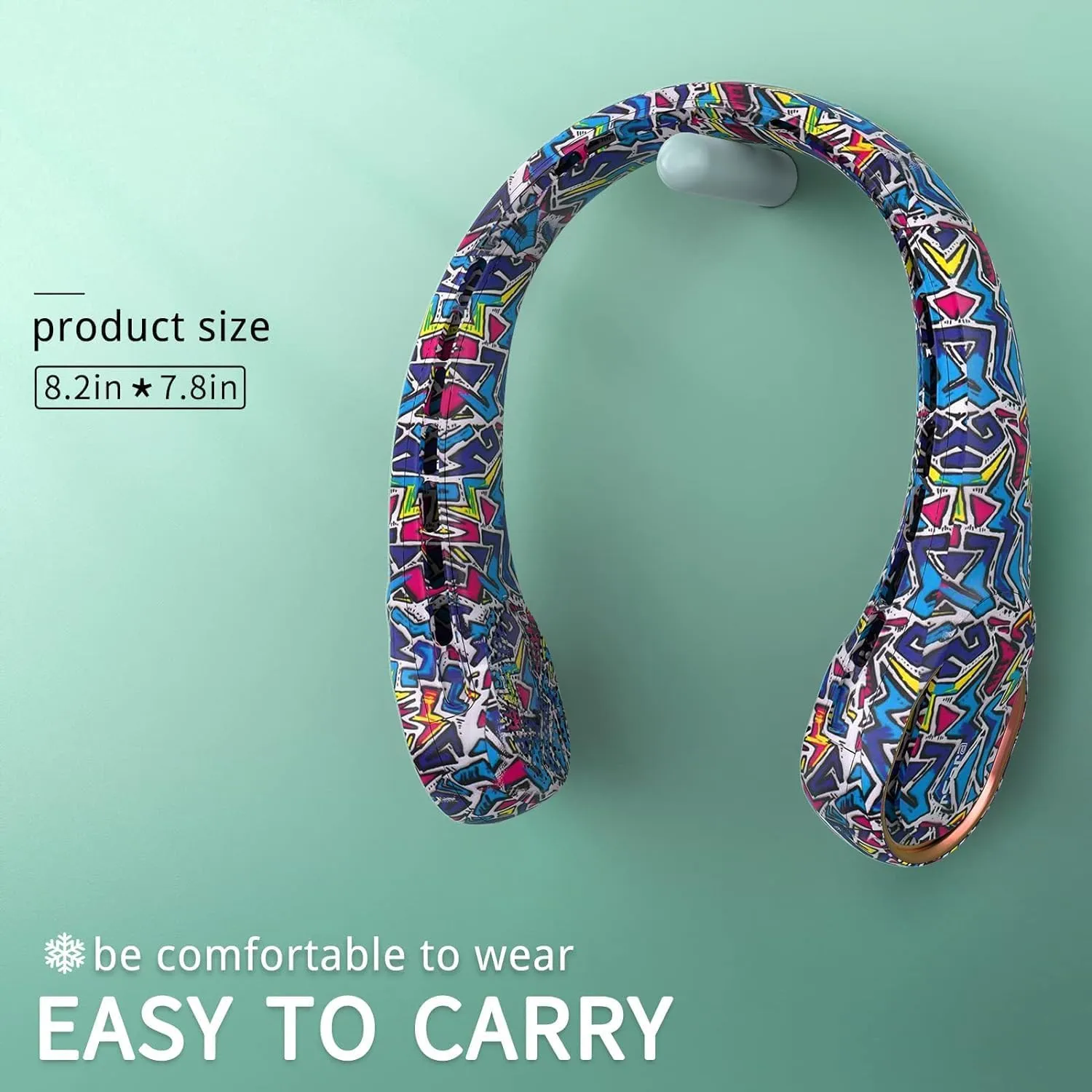 FrSara Bladeless Neck Fans Portable Rechargable, Adjustable, 360° Cooling, Super Quiet, No Blade Fan Design, No Hair Twisting, Even Air Volume On Both Sides, Non-Slip, Short Charging, Long Use Time