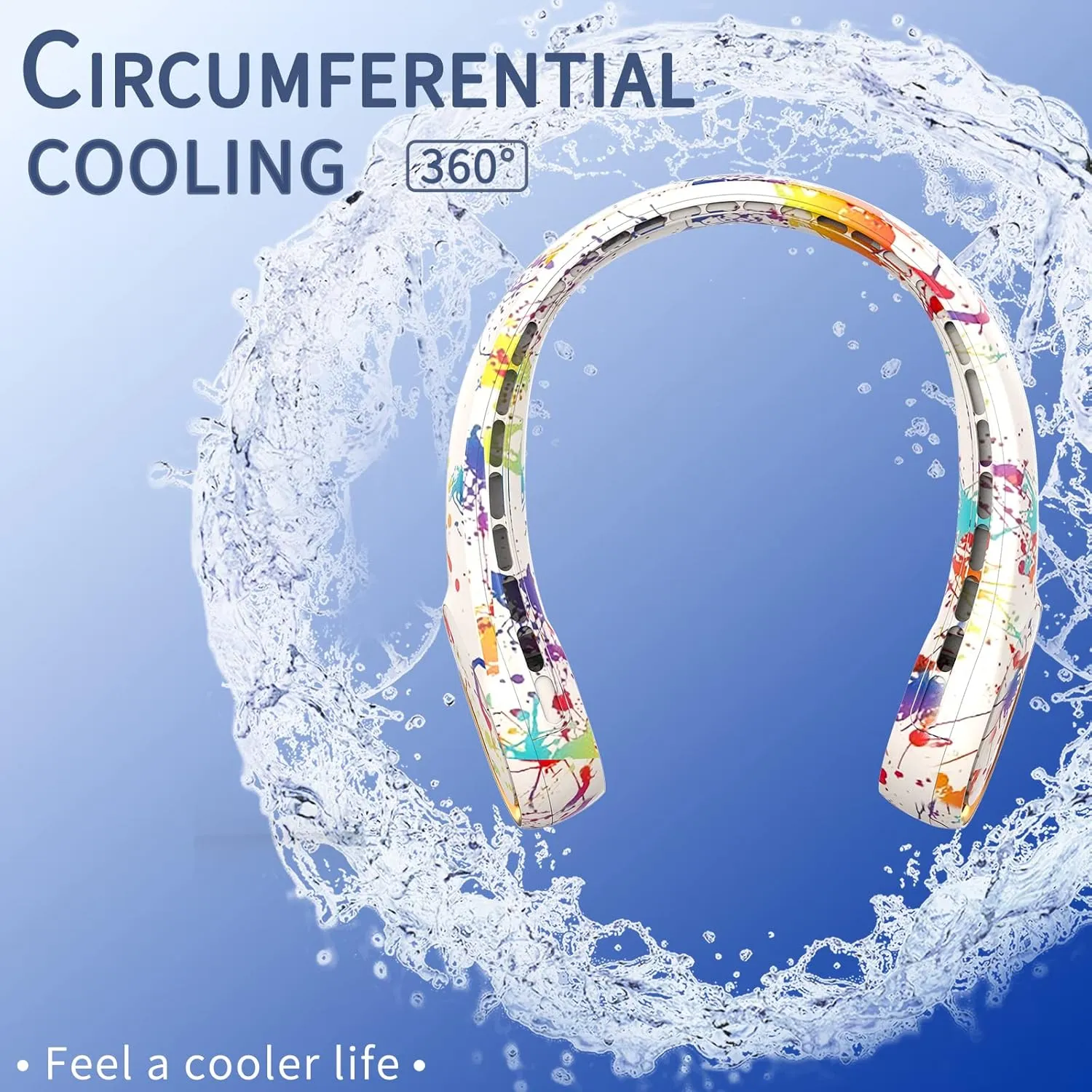 FrSara Neck Fan, Portable Fan Strong Wind, Adjustable, 360° Cooling, Super Quiet, No Blade Fan Design, No Hair Twisting, Even Air Volume On Both Sides, Non-Slip Material, Short Charging, Long Use Time