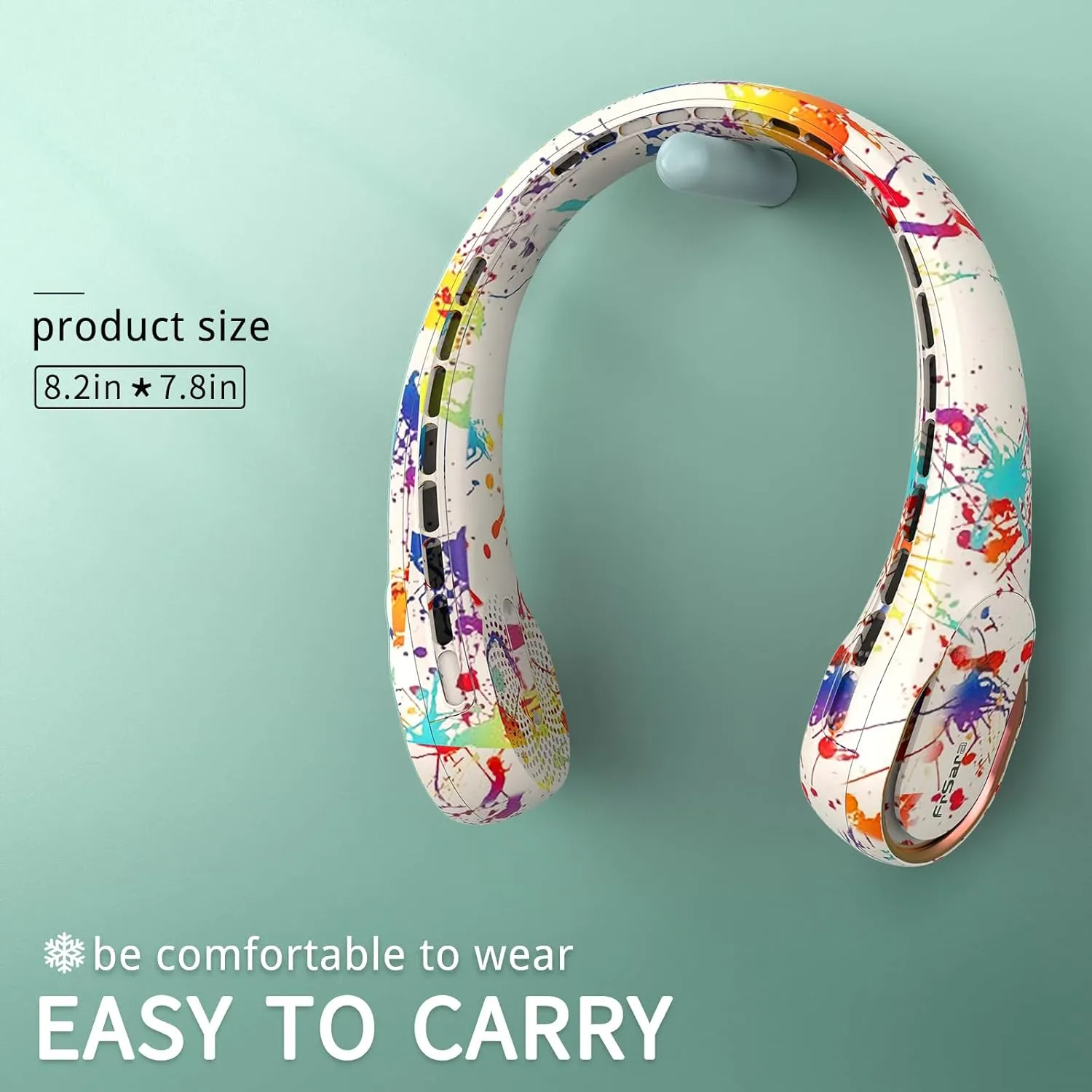 FrSara Neck Fan, Portable Fan Strong Wind, Adjustable, 360° Cooling, Super Quiet, No Blade Fan Design, No Hair Twisting, Even Air Volume On Both Sides, Non-Slip Material, Short Charging, Long Use Time