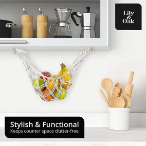 Fruit Hammock - Under Cabinet Hanging Basket - Includes Hooks - Space Saving Org