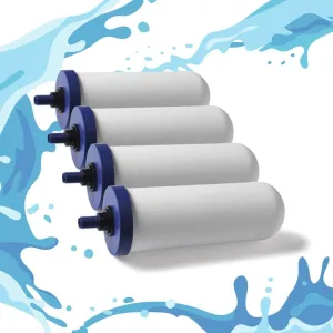 FTO Plus Water Filter Cartridge (4 Pack) - Dependable for Easy Installation as a Berkey Replacement - Ceramic Gravity Filter For Stainless Steel Systems