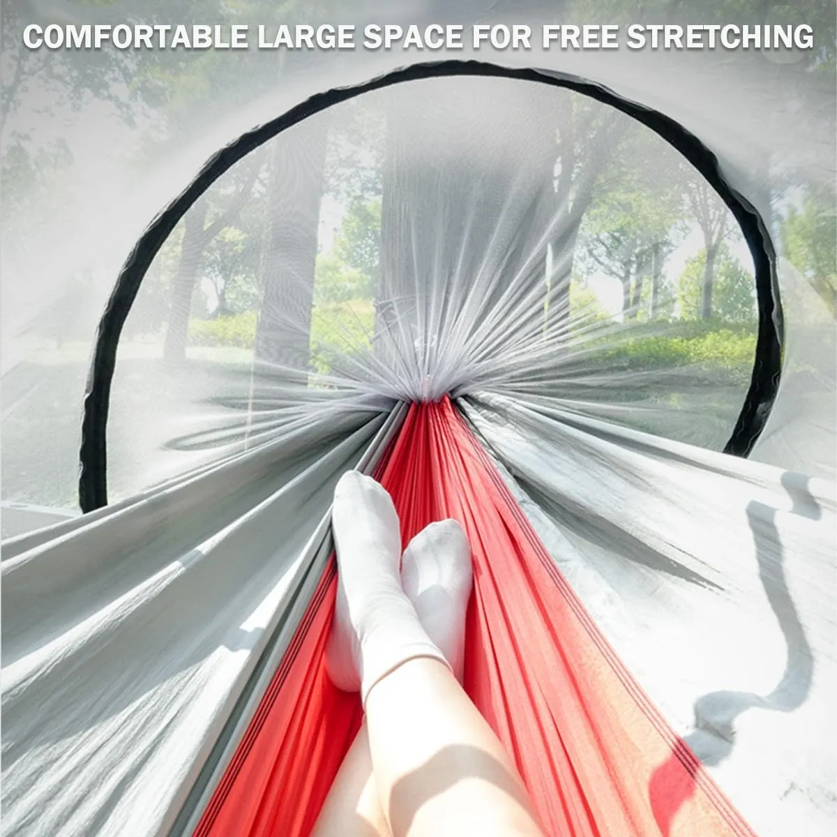 Full Coverage Zippered Portable Anti-Rollover Mosquito net Hammock with Strong Load-Bearing Capacity, Perfect for Backpacking and Hiking(Army Green,260 * 140cm)