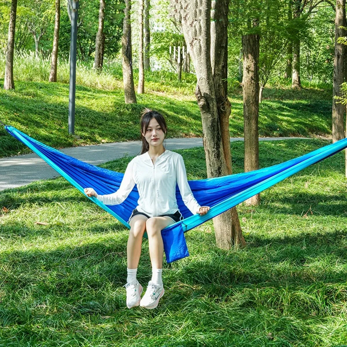 Full Coverage Zippered Portable Anti-Rollover Mosquito net Hammock with Strong Load-Bearing Capacity, Perfect for Backpacking and Hiking(Army Green,260 * 140cm)