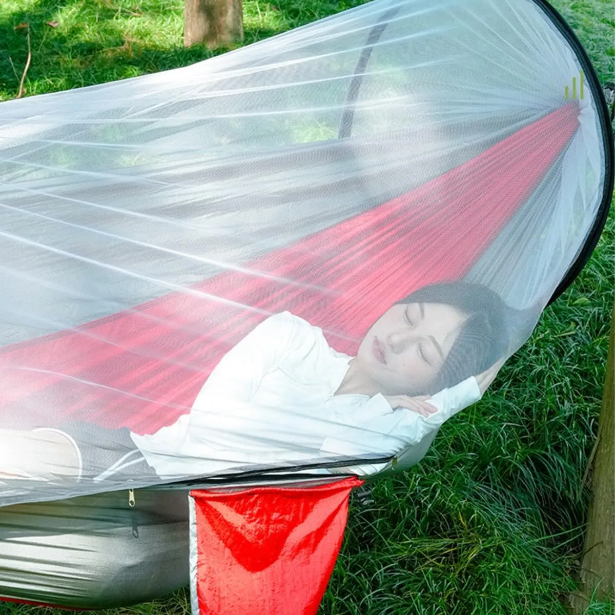 Full Coverage Zippered Portable Anti-Rollover Mosquito net Hammock with Strong Load-Bearing Capacity, Perfect for Backpacking and Hiking(Army Green,260 * 140cm)