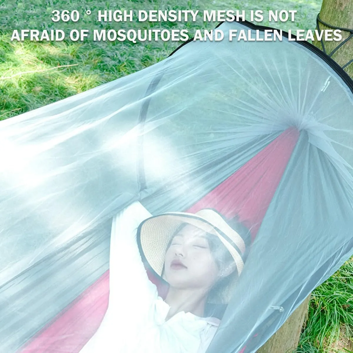 Full Coverage Zippered Portable Anti-Rollover Mosquito net Hammock with Strong Load-Bearing Capacity, Perfect for Backpacking and Hiking(Army Green,260 * 140cm)