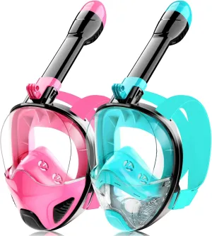 Full Face Snorkel Mask for Adults Teen, Snorkeling Gear with Detachable Camera Mount,Panoramic 180° View, Anti-Fog Anti-Leak Snorkling Set for Man and Women