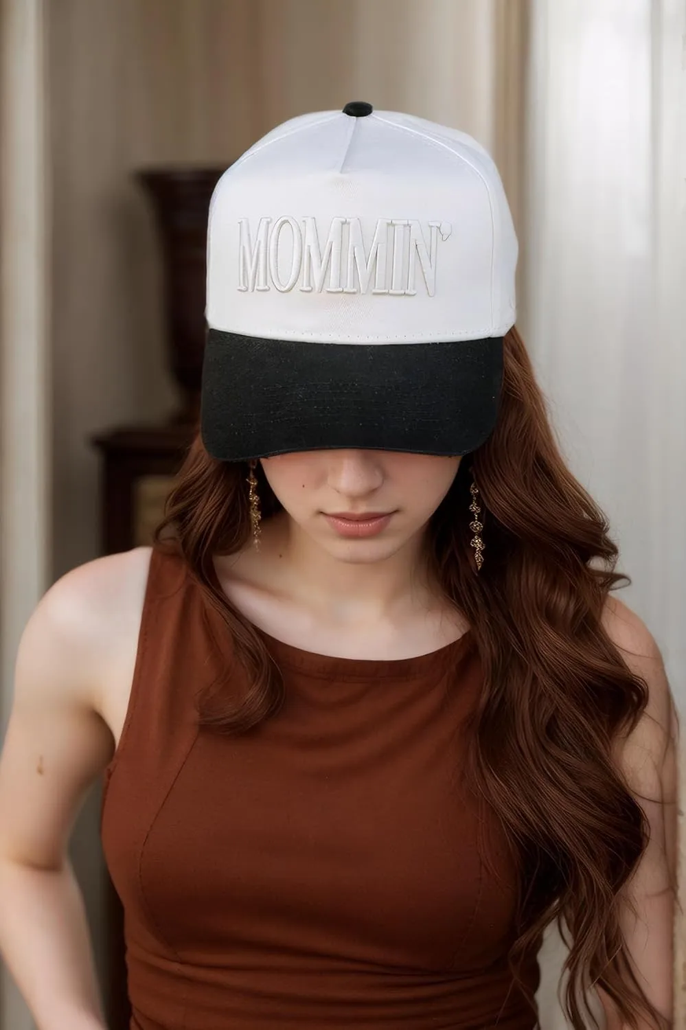 Funny Mommin Hat for Women, Mama Too Busy to Care Truck Hat Gifts Adjustable Washed Cotton Embroidered Mom Baseball Cap
