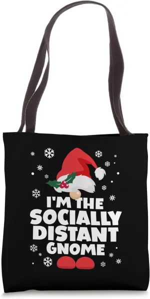 Funny Socially Distant Gnome Family Matching Group Christmas Tote Bag