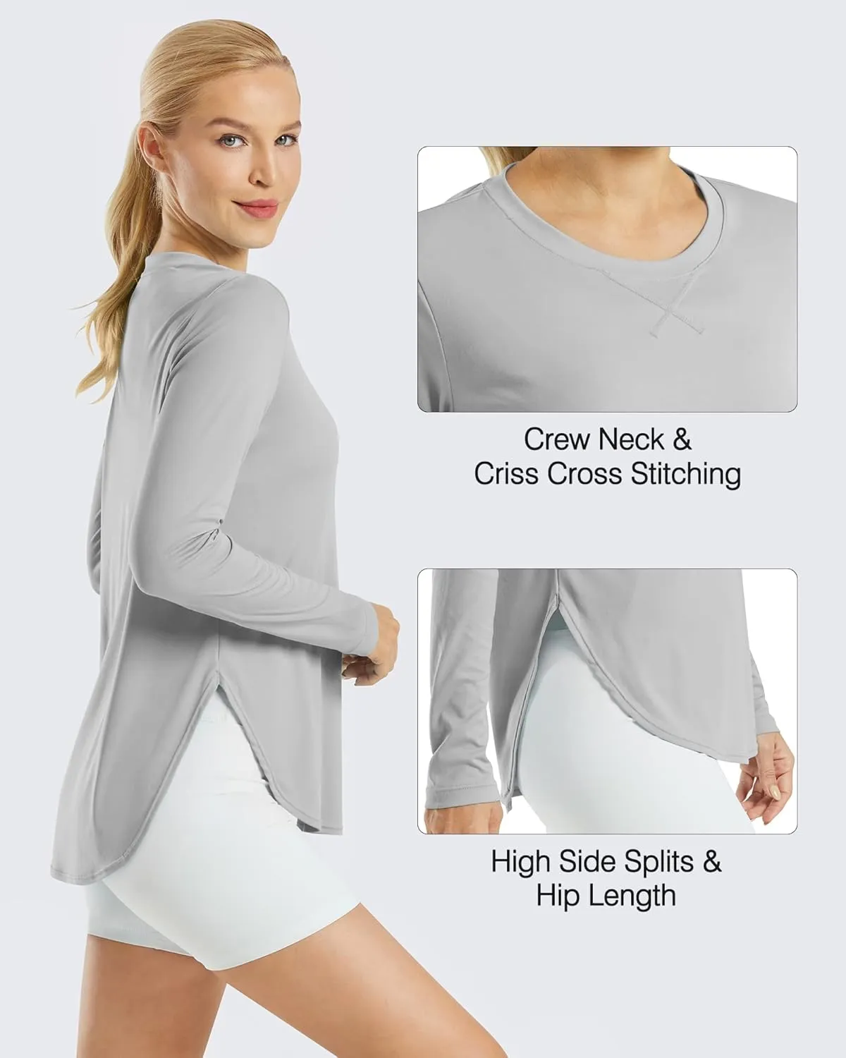 G4Free Women's UPF 50  UV Shirts Long Sleeve Workout Sun Shirt Outdoor Gym Hiking Tops Quick Dry Lightweight