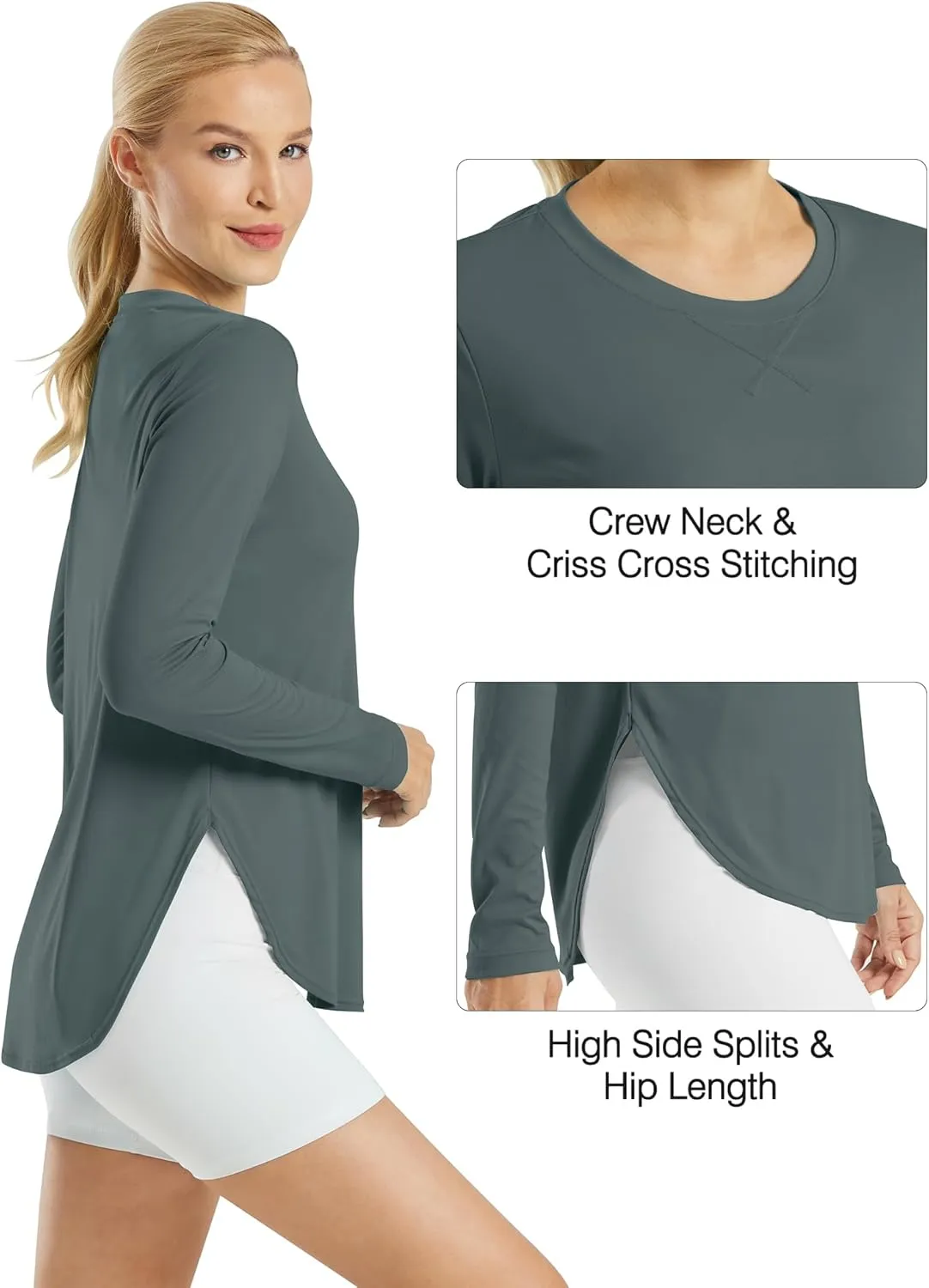 G4Free Women's UPF 50  UV Shirts Long Sleeve Workout Sun Shirt Outdoor Gym Hiking Tops Quick Dry Lightweight