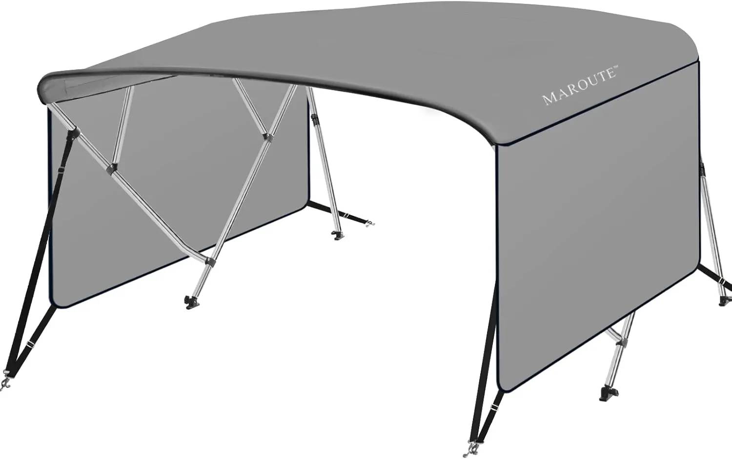GAOMON 4 Bow Bimini Top Boat Cover with 1” Aluminum Alloy Frame, Include 2 Straps, 2 Adjustable Rear Support Pole, Zippered Storage Boot, PU Coating Canvas