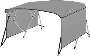 GAOMON 4 Bow Bimini Top Boat Cover with 1” Aluminum Alloy Frame, Include 2 Straps, 2 Adjustable Rear Support Pole, Zippered Storage Boot, PU Coating Canvas