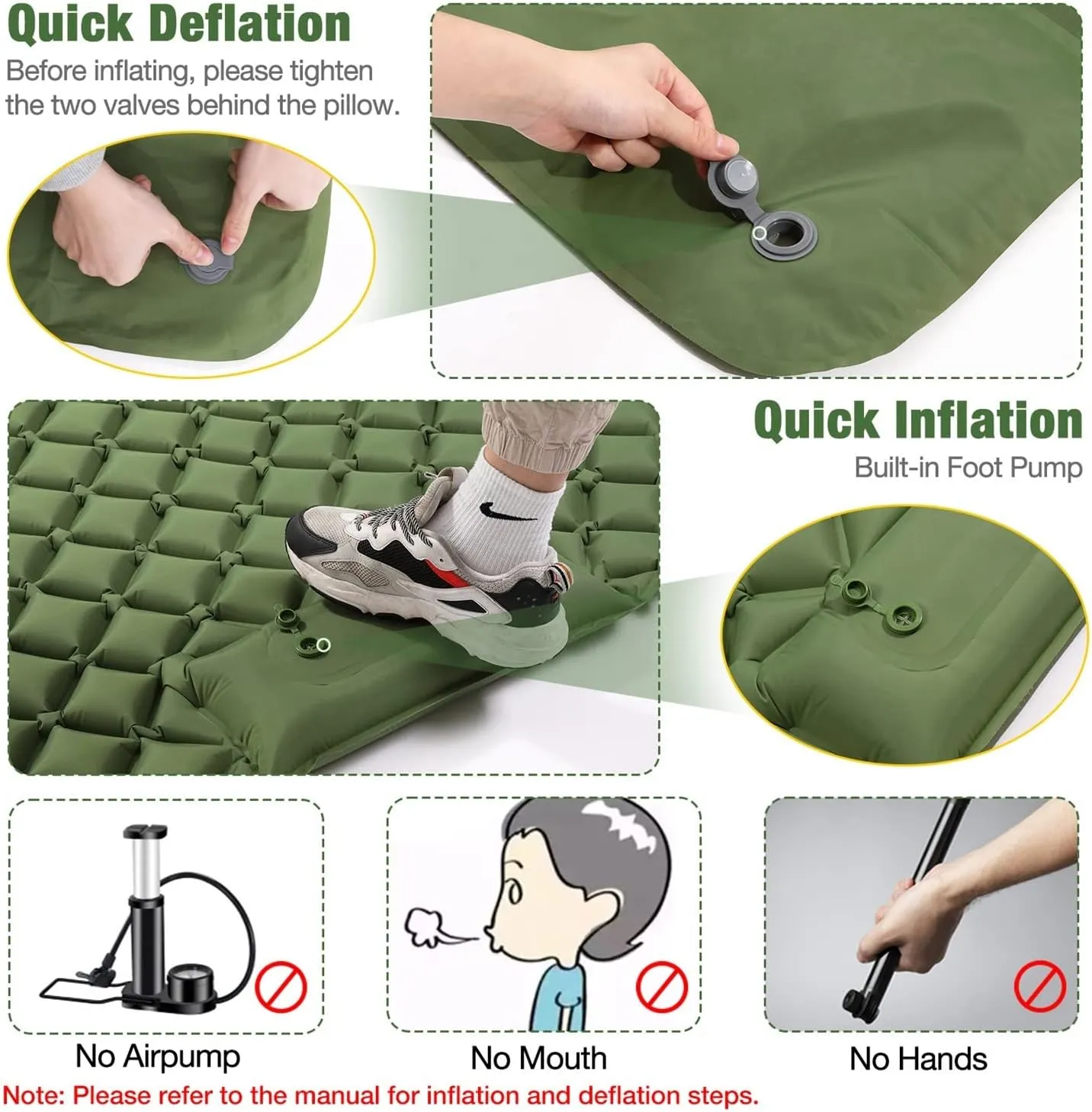 GaRcan Camping Sleeping Pad Mat Ultralight Inflatable Mattress in Tent Hiking Trekking Portable Travel Folding Bed Air Pad (As Shown a)