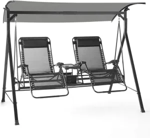 Garden Winds Replacement Canopy ONLY - Compatible with The Mainstays Oversized Double Zero Gravity Swing - Slate Gray - RipLock 350