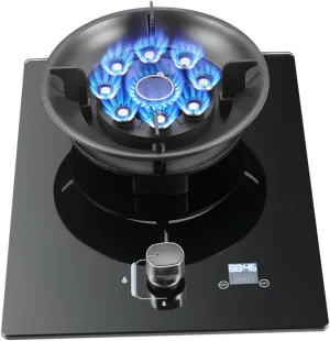 Gas Stove, Flip-top Stove 9-Cavity Fierce Fire Burner Stove,Desktop and Embedded Dual-use Gas Cooker 5.2kw NG/LPG, for Outdoor Camping Home(LPG)