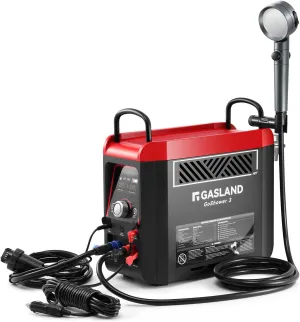 GASLAND Goshower G3 Pro 1lb Propane Portbale Water Heater with Pump | 4000mAh Rechargeable Battery | MAX 100mins Shower Time | Outdoor Propane Camping Shower Heater | Overheating Protection