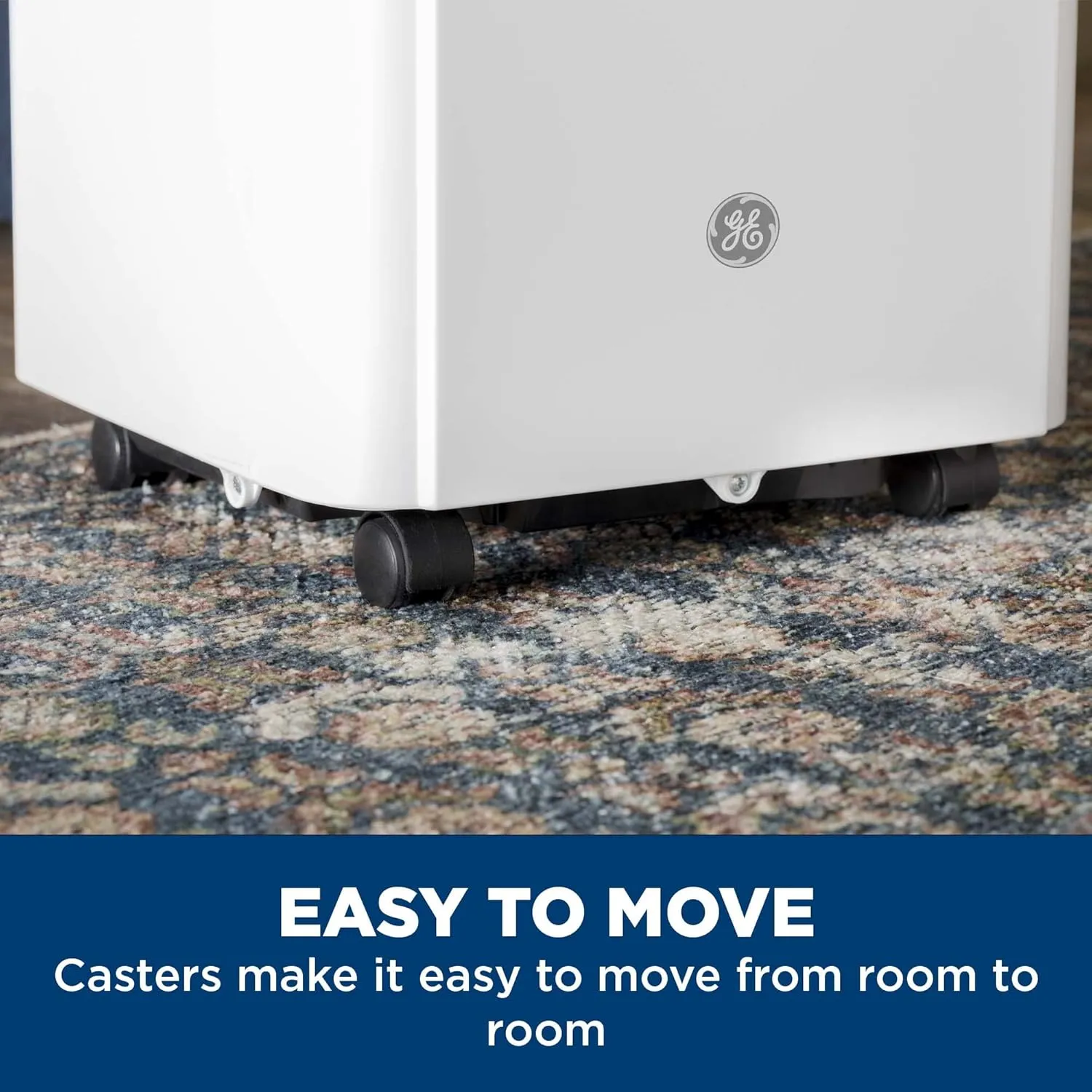 GE 8,000 BTU Portable Air Conditioner for Small Rooms up to 150 sq ft. (5,100 BTU SACC), 3-in-1 with Dehumidify, Fan and Auto Evaporation, Included Window Installation Kit