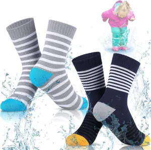 Geyoga 2 Pairs Waterproof Socks for Kids Girls Boys Breathable Skiing Hiking Socks for Travel Camping Wading