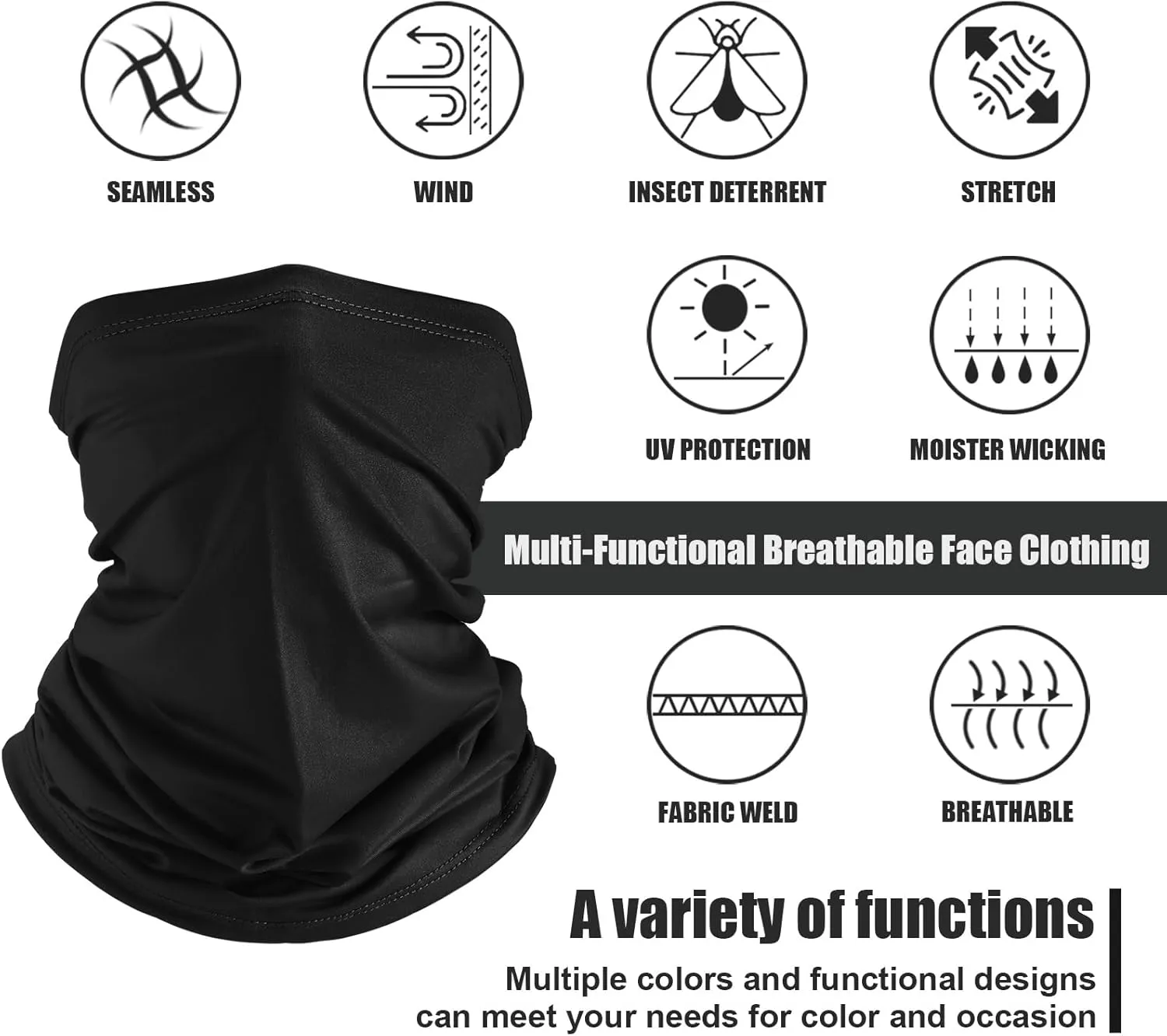 Geyoga 6 Pieces Summer UV Protection Cooling Neck Gaiter Face Clothing Neck Gaiter Mask Scarf Sunscreen Breathable Bandana