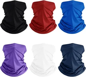 Geyoga 6 Pieces Summer UV Protection Cooling Neck Gaiter Face Clothing Neck Gaiter Mask Scarf Sunscreen Breathable Bandana