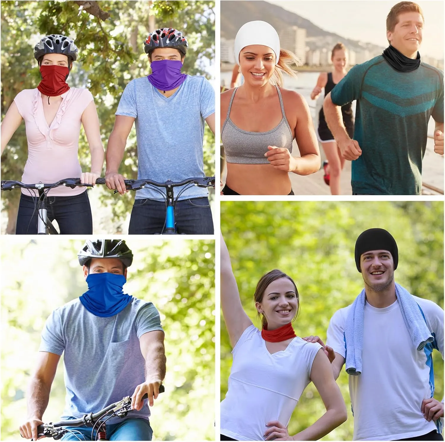 Geyoga 6 Pieces Summer UV Protection Cooling Neck Gaiter Face Clothing Neck Gaiter Mask Scarf Sunscreen Breathable Bandana