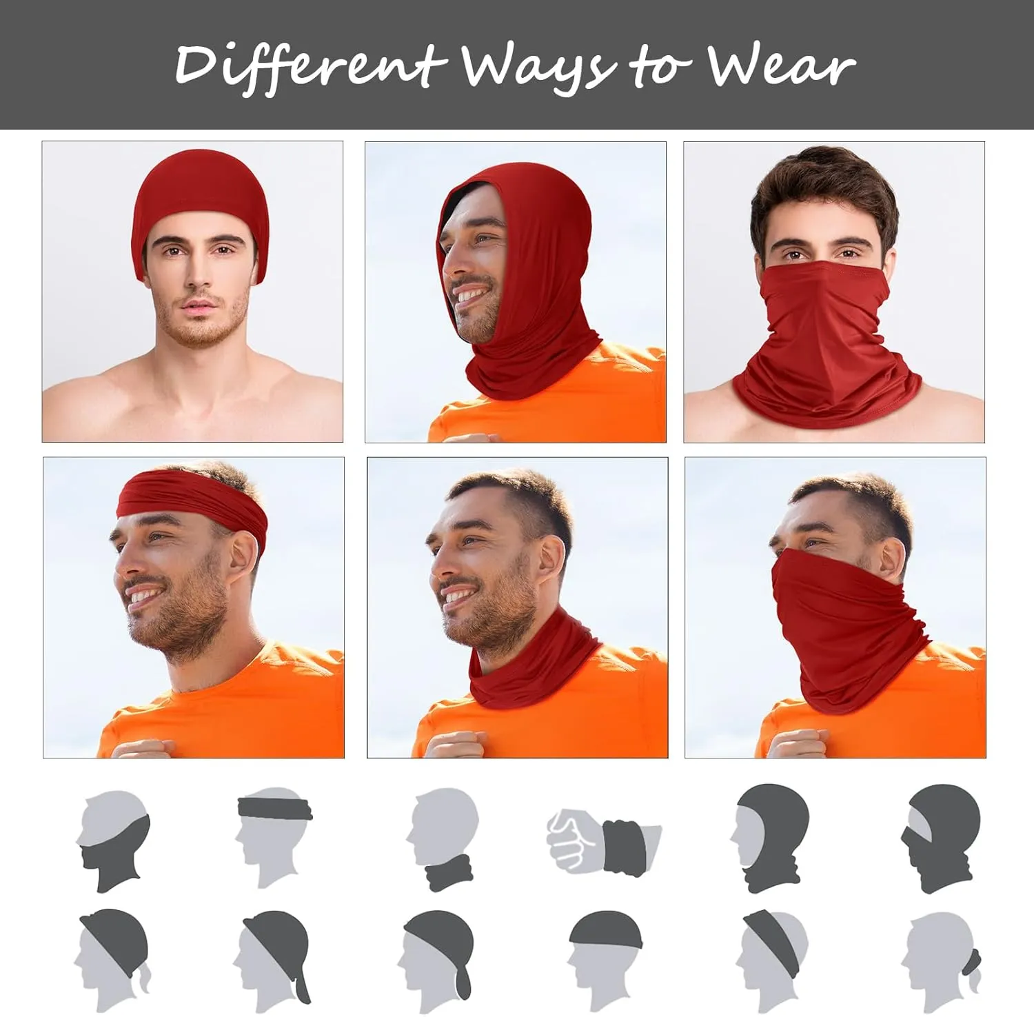 Geyoga 6 Pieces Summer UV Protection Cooling Neck Gaiter Face Clothing Neck Gaiter Mask Scarf Sunscreen Breathable Bandana